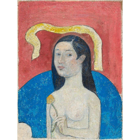 Portrait of the Artists Mother (Eve) White Modern Wood Framed Art Print by Gauguin, Paul