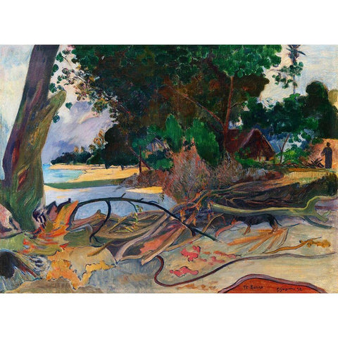 The Hibiscus Tree White Modern Wood Framed Art Print by Gauguin, Paul