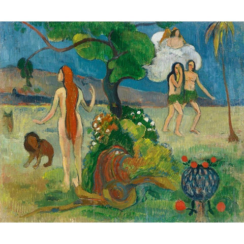 Paradise Lost Black Modern Wood Framed Art Print with Double Matting by Gauguin, Paul