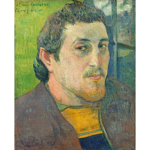 Self-Portrait Dedicated to Carriere Gold Ornate Wood Framed Art Print with Double Matting by Gauguin, Paul