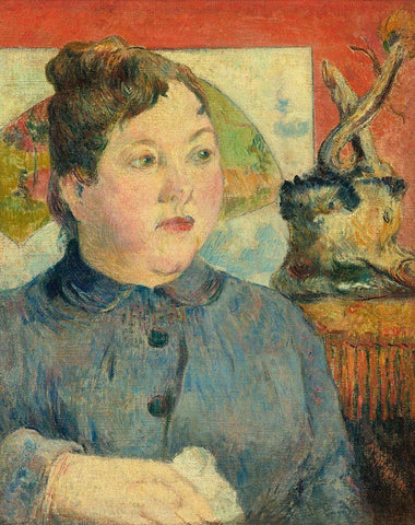 Madame Alexandre Kohler Black Ornate Wood Framed Art Print with Double Matting by Gauguin, Paul