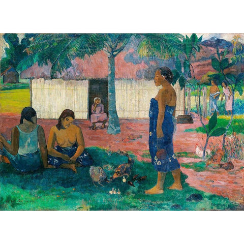 Why Are You Angry? Black Modern Wood Framed Art Print with Double Matting by Gauguin, Paul