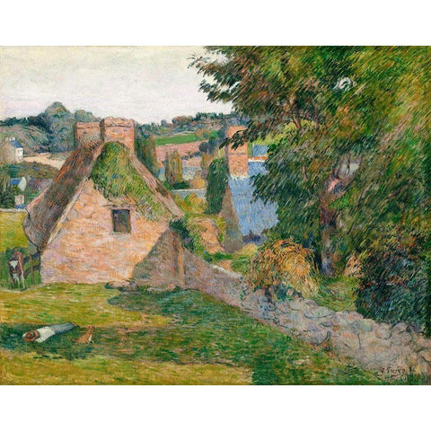 The Field of Derout-Lollichon Gold Ornate Wood Framed Art Print with Double Matting by Gauguin, Paul