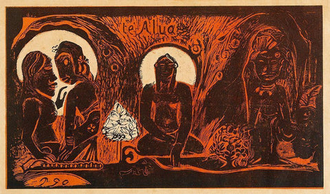 The God (Te atua), from the Noa Noa Suite Black Ornate Wood Framed Art Print with Double Matting by Gauguin, Paul