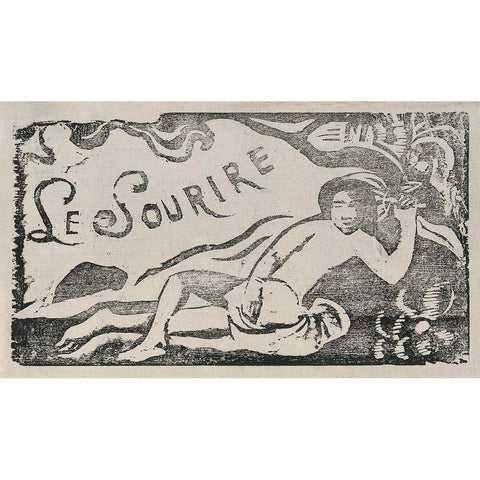 Tahitian Woman, headpiece for Le sourire Black Modern Wood Framed Art Print with Double Matting by Gauguin, Paul