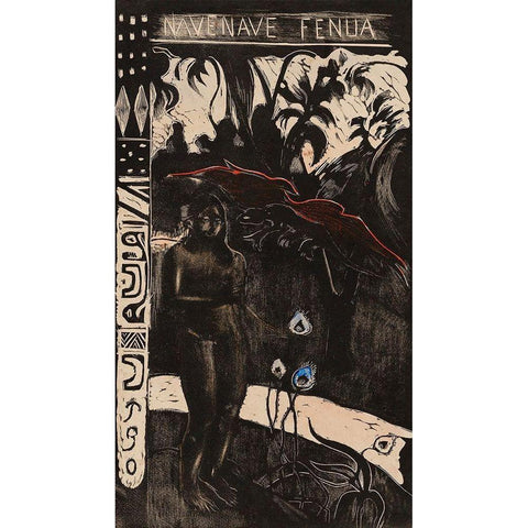 Delightful Land (Nave nave fenua), from the Noa Noa Suite Black Modern Wood Framed Art Print with Double Matting by Gauguin, Paul