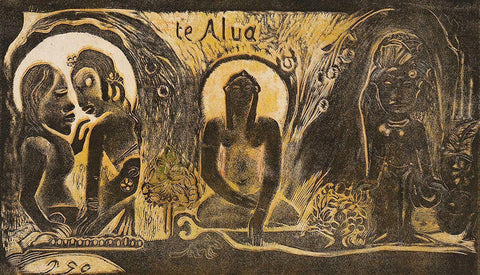 The God (Te atua), from the Noa Noa Suite Black Ornate Wood Framed Art Print with Double Matting by Gauguin, Paul