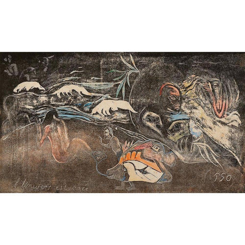 The Universe Is Being Created (Lunivers est cree), from the Noa Noa Suite White Modern Wood Framed Art Print by Gauguin, Paul