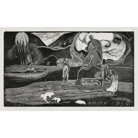 Offerings of Gratitude (Maruru), from the Noa Noa Suite Black Modern Wood Framed Art Print with Double Matting by Gauguin, Paul
