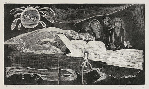Te po (The Night), from the Noa Noa Suite Black Ornate Wood Framed Art Print with Double Matting by Gauguin, Paul