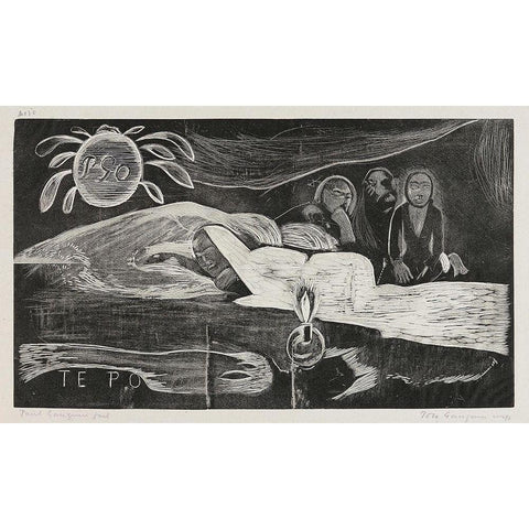 Te po (The Night), from the Noa Noa Suite Black Modern Wood Framed Art Print by Gauguin, Paul