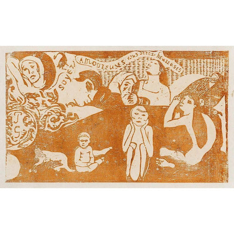 Love, and You Will Be Happy (Soyez amoureuses, vous serez heureuses) Black Modern Wood Framed Art Print by Gauguin, Paul