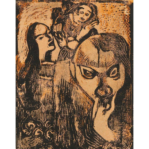 Memory of Meijer de Haan Black Modern Wood Framed Art Print with Double Matting by Gauguin, Paul