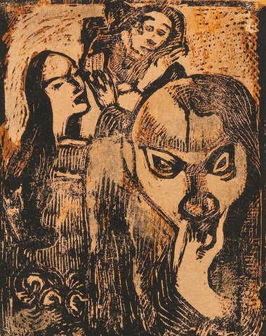 Memory of Meijer de Haan Black Ornate Wood Framed Art Print with Double Matting by Gauguin, Paul
