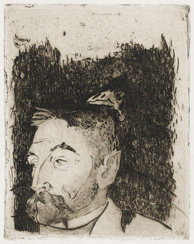 Portrait of Stephane Mallarme White Modern Wood Framed Art Print with Double Matting by Gauguin, Paul