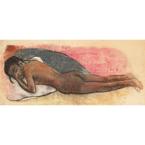 Reclining Nude Gold Ornate Wood Framed Art Print with Double Matting by Gauguin, Paul