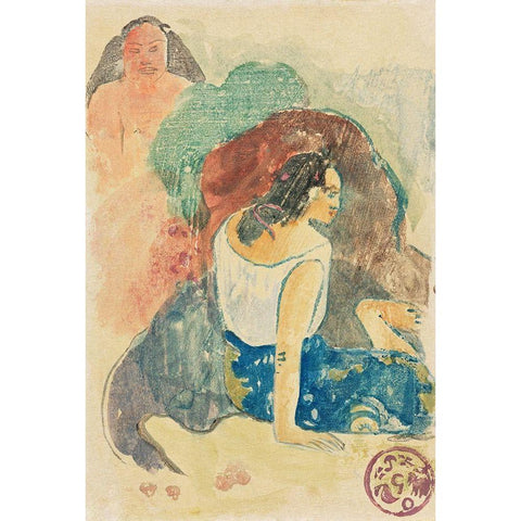 Words of the Devil (Arearea no Varua Ino) White Modern Wood Framed Art Print by Gauguin, Paul