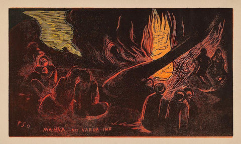 The Devil Speaks (Mahna no varua ino), from the Noa Noa Suite White Modern Wood Framed Art Print with Double Matting by Gauguin, Paul