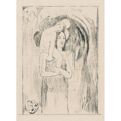 Hail Mary (Ia orana Maria) Black Modern Wood Framed Art Print with Double Matting by Gauguin, Paul