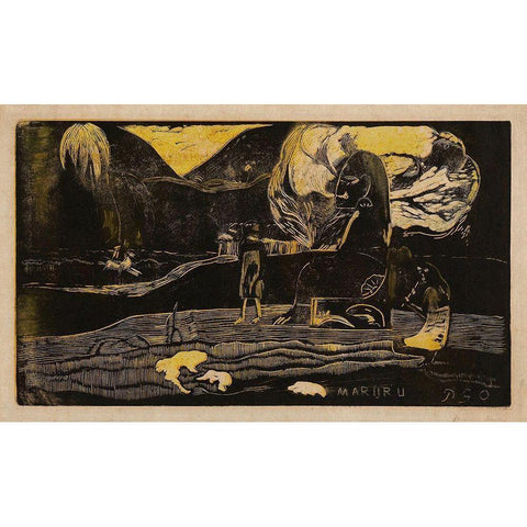 Offerings of Gratitude (Maruru), from the Noa Noa Suite Black Modern Wood Framed Art Print with Double Matting by Gauguin, Paul