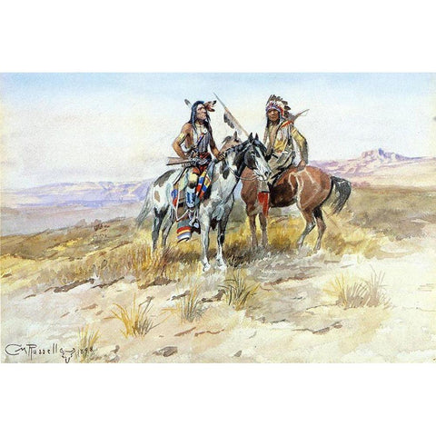 On the Prowl Gold Ornate Wood Framed Art Print with Double Matting by Russell, Charles Marion