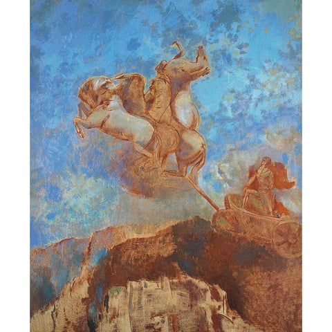 The Chariot of Apollo White Modern Wood Framed Art Print by Redon, Odilon