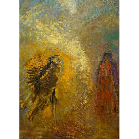 Apparition Gold Ornate Wood Framed Art Print with Double Matting by Redon, Odilon