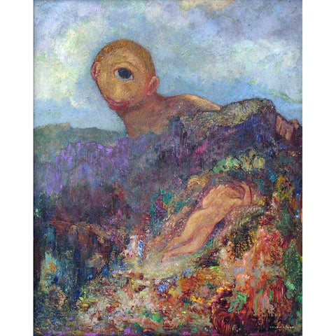 The Cyclops, 1914 Black Modern Wood Framed Art Print with Double Matting by Redon, Odilon