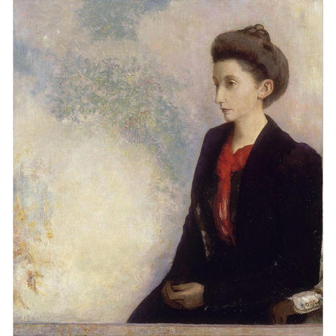 BaronessÂ Robert de Domecy Black Modern Wood Framed Art Print with Double Matting by Redon, Odilon