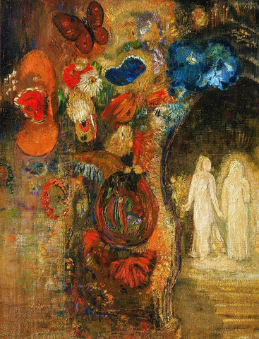 Apparition, 1905â€“1910 White Modern Wood Framed Art Print with Double Matting by Redon, Odilon