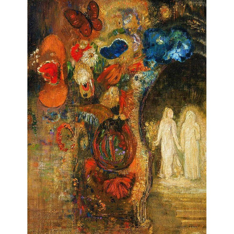 Apparition, 1905â€“1910 Gold Ornate Wood Framed Art Print with Double Matting by Redon, Odilon