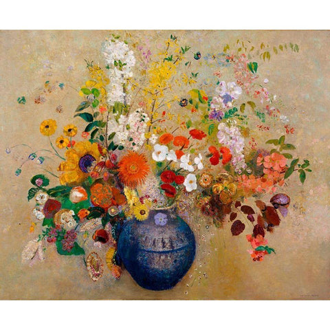 Flowers, 1909 Black Modern Wood Framed Art Print by Redon, Odilon