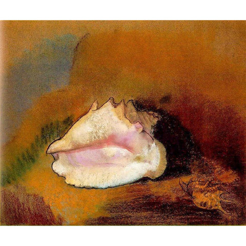 Coquille, 1912 Black Modern Wood Framed Art Print with Double Matting by Redon, Odilon