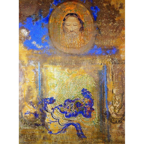 Evocation Gold Ornate Wood Framed Art Print with Double Matting by Redon, Odilon