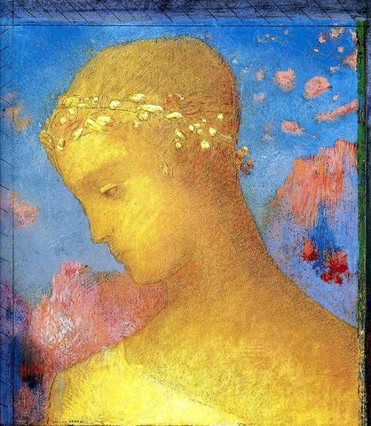 Beatrice Gold White Modern Wood Framed Art Print with Double Matting by Redon, Odilon