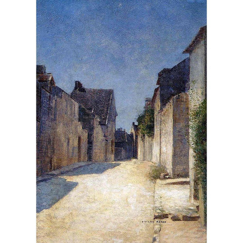 Street in Samois Gold Ornate Wood Framed Art Print with Double Matting by Redon, Odilon