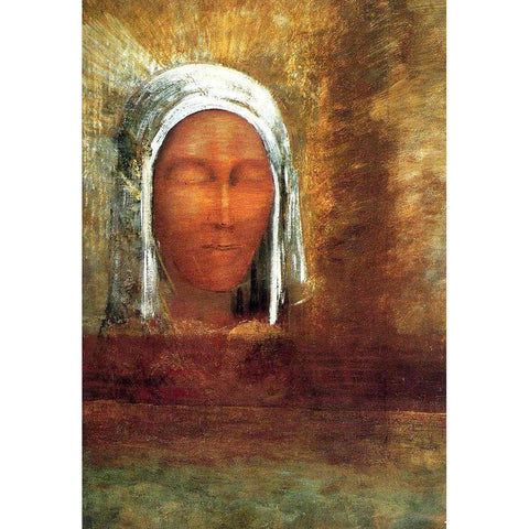 Virgin of the Dawn Gold Ornate Wood Framed Art Print with Double Matting by Redon, Odilon