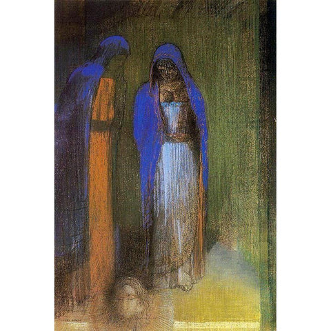 Salome Black Modern Wood Framed Art Print with Double Matting by Redon, Odilon