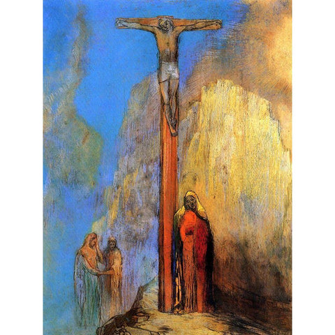 Calvary White Modern Wood Framed Art Print by Redon, Odilon