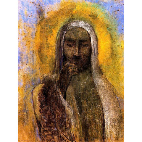 Christ in Silence Black Modern Wood Framed Art Print with Double Matting by Redon, Odilon