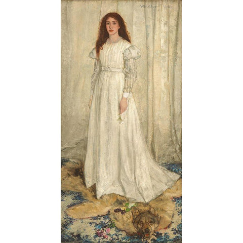 Symphony in White, No. 1: The White Girl Black Modern Wood Framed Art Print with Double Matting by Whistler, James McNeill