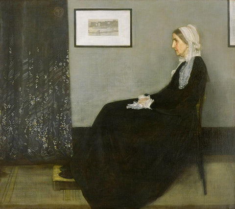 Whistlers Mother White Modern Wood Framed Art Print with Double Matting by Whistler, James McNeill