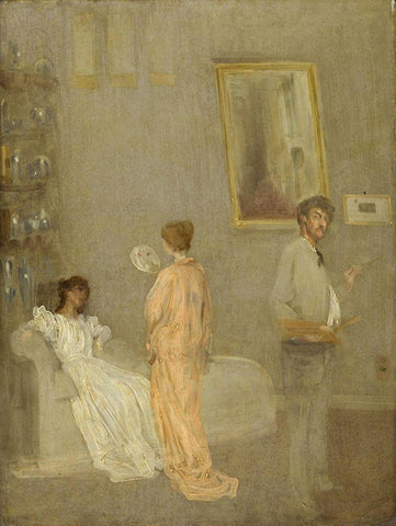 Whistler in his StudioÂ 1865 White Modern Wood Framed Art Print with Double Matting by Whistler, James McNeill