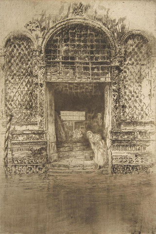 The Doorway, etching and drypoint White Modern Wood Framed Art Print with Double Matting by Whistler, James McNeill