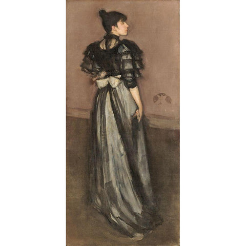 Mother of Pearl and Silver, The Andalusian Gold Ornate Wood Framed Art Print with Double Matting by Whistler, James McNeill