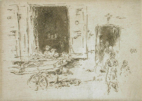 The Barrow,Â Brussels, 1887 Black Ornate Wood Framed Art Print with Double Matting by Whistler, James McNeill