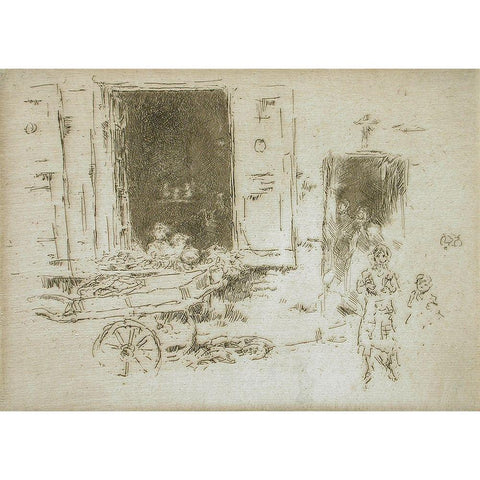 The Barrow,Â Brussels, 1887 Black Modern Wood Framed Art Print with Double Matting by Whistler, James McNeill