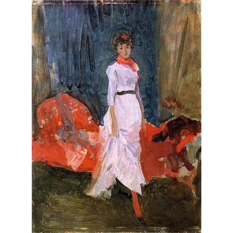 Arrangement in Pink, Red and Purple White Modern Wood Framed Art Print by Whistler, James McNeill