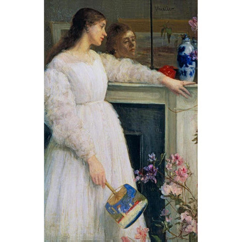 Symphony in White no 2, The Little White Girl White Modern Wood Framed Art Print by Whistler, James McNeill