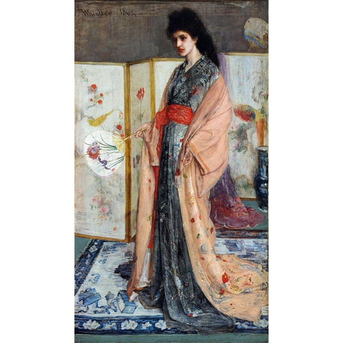 The Princess from the Land of Porcelain Black Modern Wood Framed Art Print with Double Matting by Whistler, James McNeill